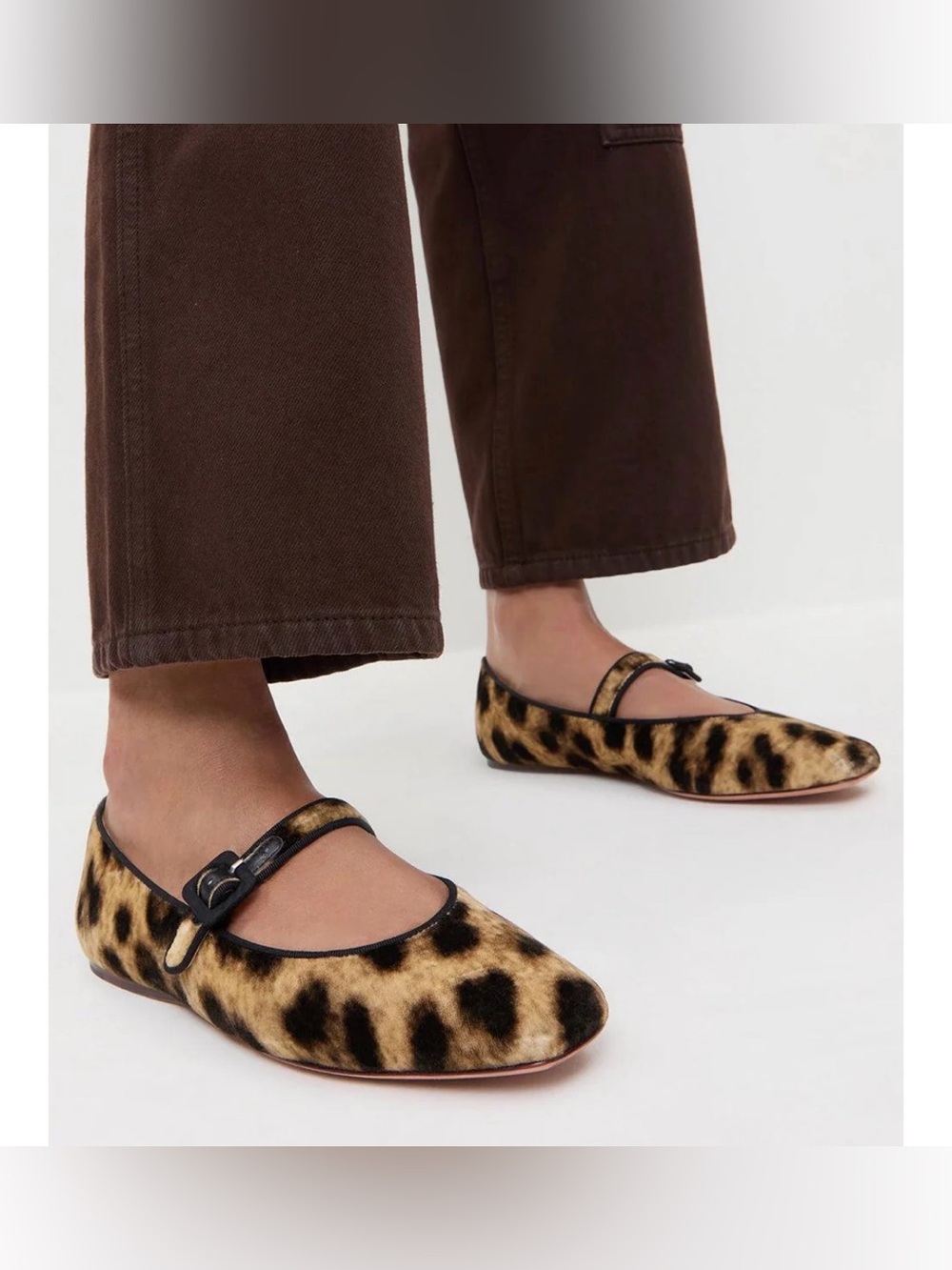 Loeffler Randall Leopard-Print Mary Jane Flats in Gold and Black - Picture 6 of 7